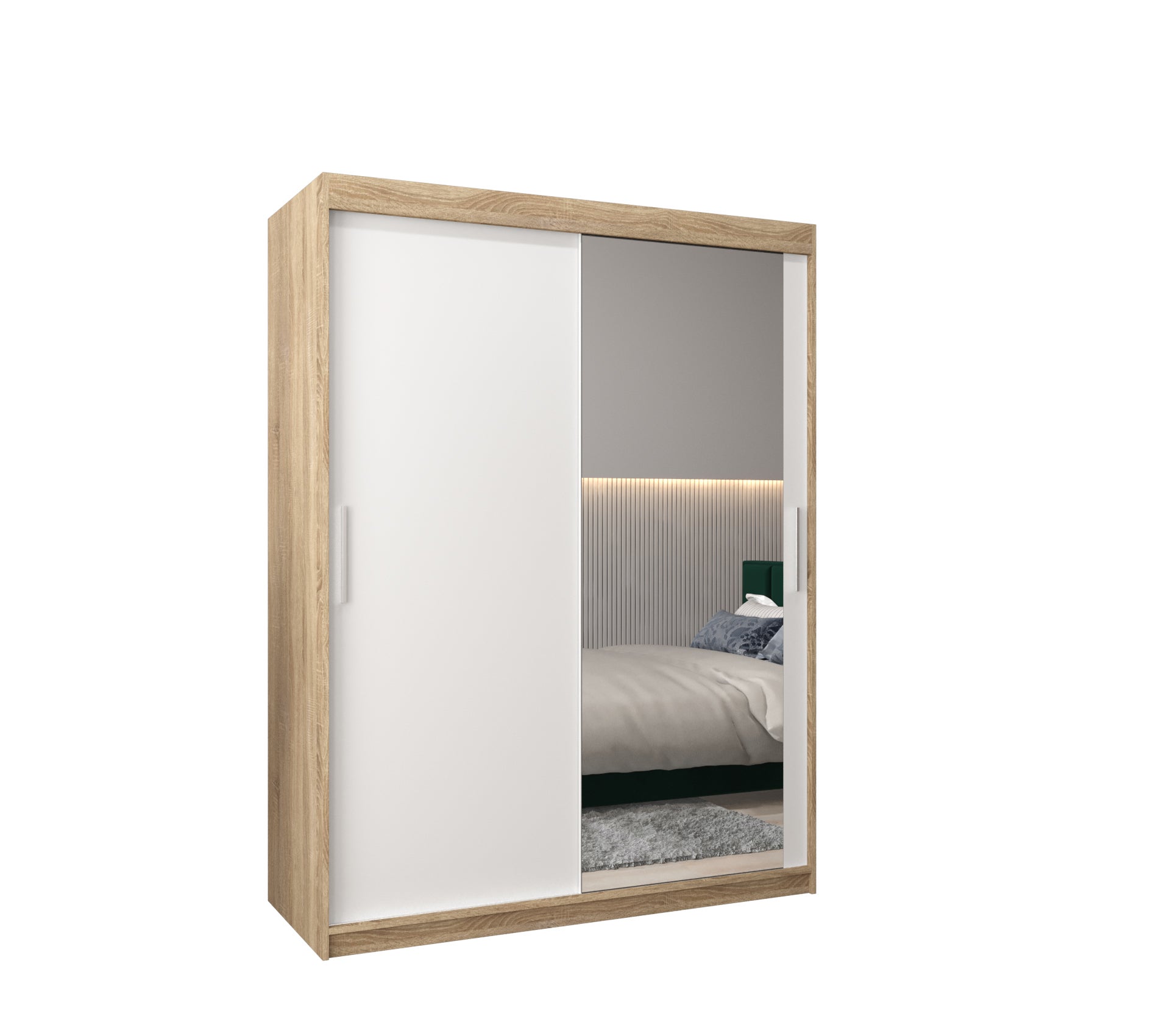 Szafa przesuwna garderoba TOKYO 2 150 x 62 x 200 cm Sonoma + Biały - Abiks Meble