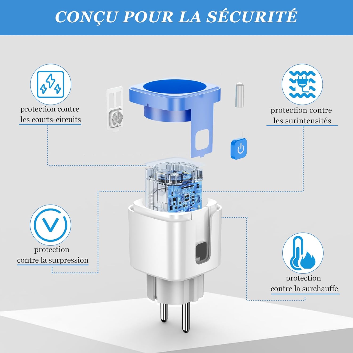 Prise Connectée WiFi Intelligente Type E, Prise Programmable avec Minuteur et Télécommande, App Tuya/Smart Life, 16A - 6