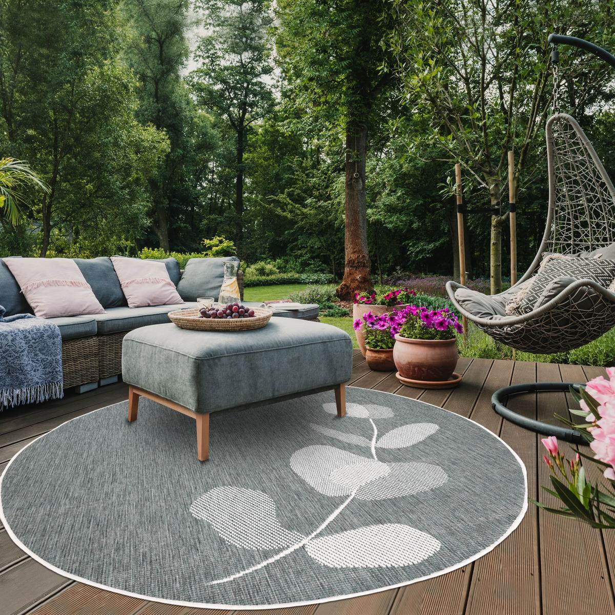 Tappeto TAPISO Rotondo 100x100 Cm | Per Interni Ed Esterni | Effetto Sisal | Resistente Alle Intemperie - Foto 2