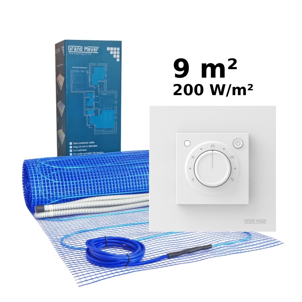 Zestaw do ogrzewania podłogowego 9 m², 200 W/m² + termostat MST-9