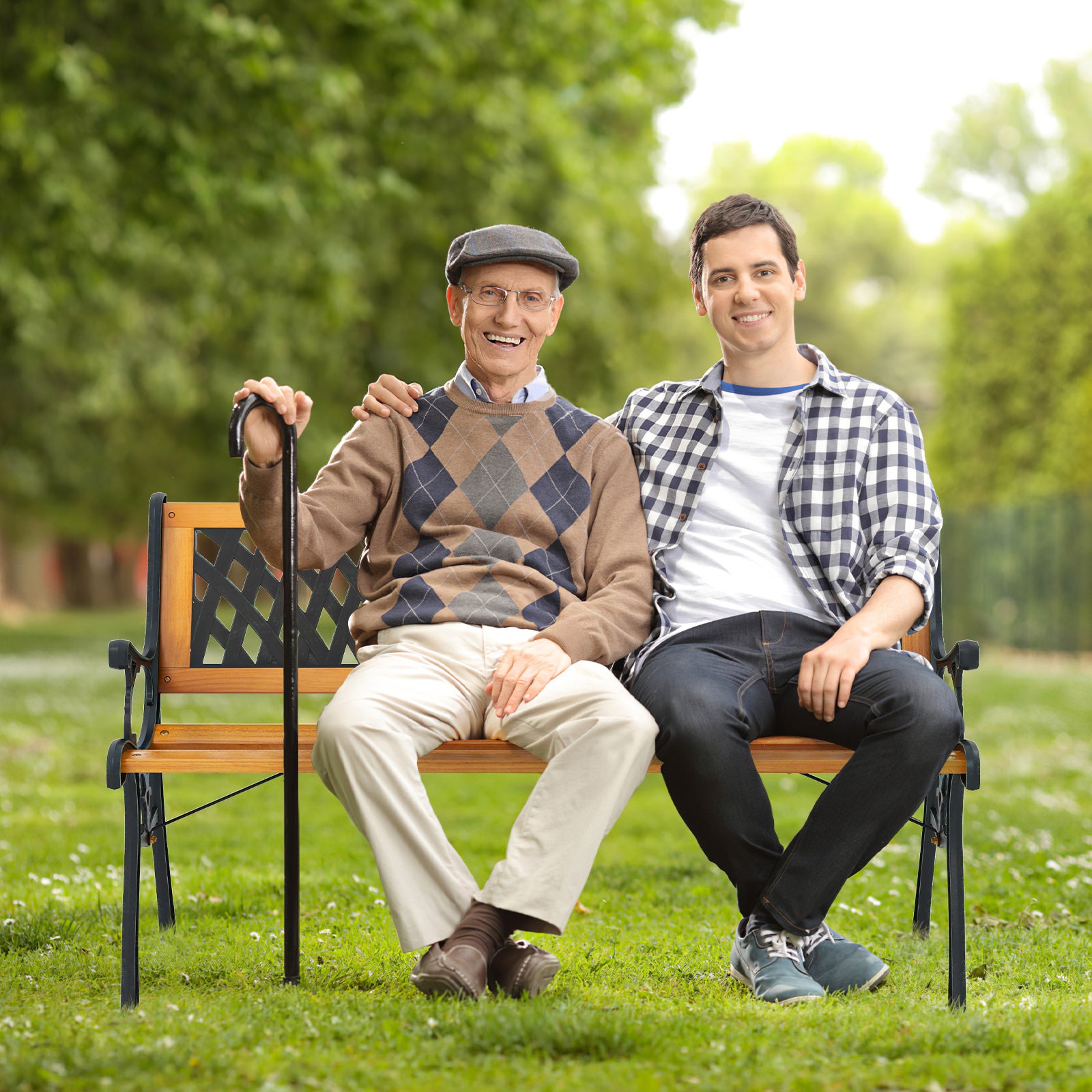 Banc de Jardin d'Extérieur, Banc de Parc pour 3 Personnes, Cadre en Métal Moulé, Siège en Bois de Pin, Accoudoirs, Banc à Lattes, pour Jardin, Parc - 8