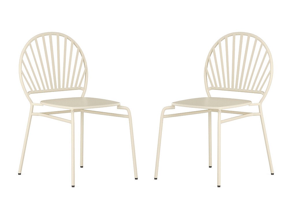 Zestaw 2 krzeseł ogrodowych sztaplowanych z metalu - Beżowy - CEDEIRA marki MYLIA