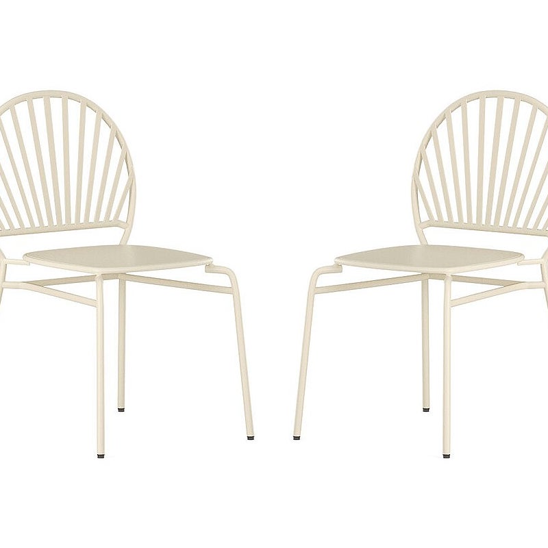 Zestaw 2 krzeseł ogrodowych sztaplowanych z metalu - Beżowy - CEDEIRA marki MYLIA