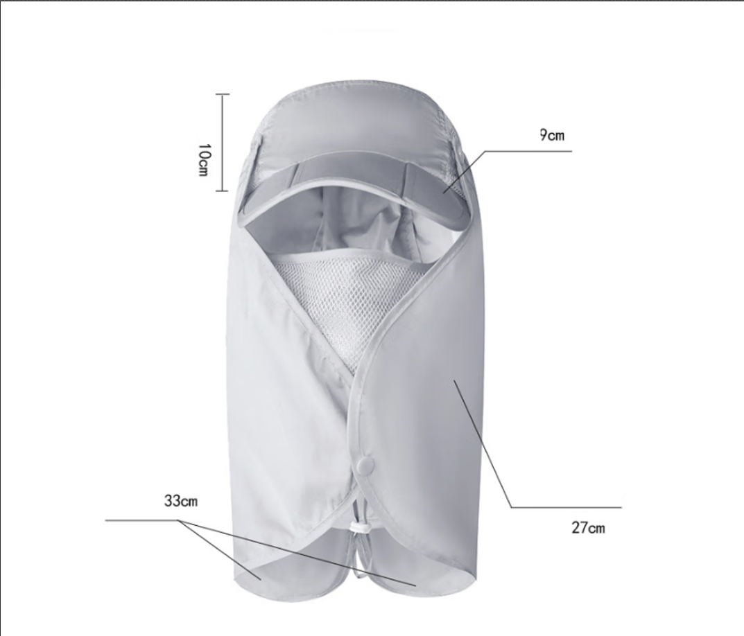 Chapeau Pare Soleil Amovible 3 en 1 Casquette Intégrale Anti UV Protection Complète Visage Cou Respirant Séchage Rapide pour l'Extérieur (Gris） - 5