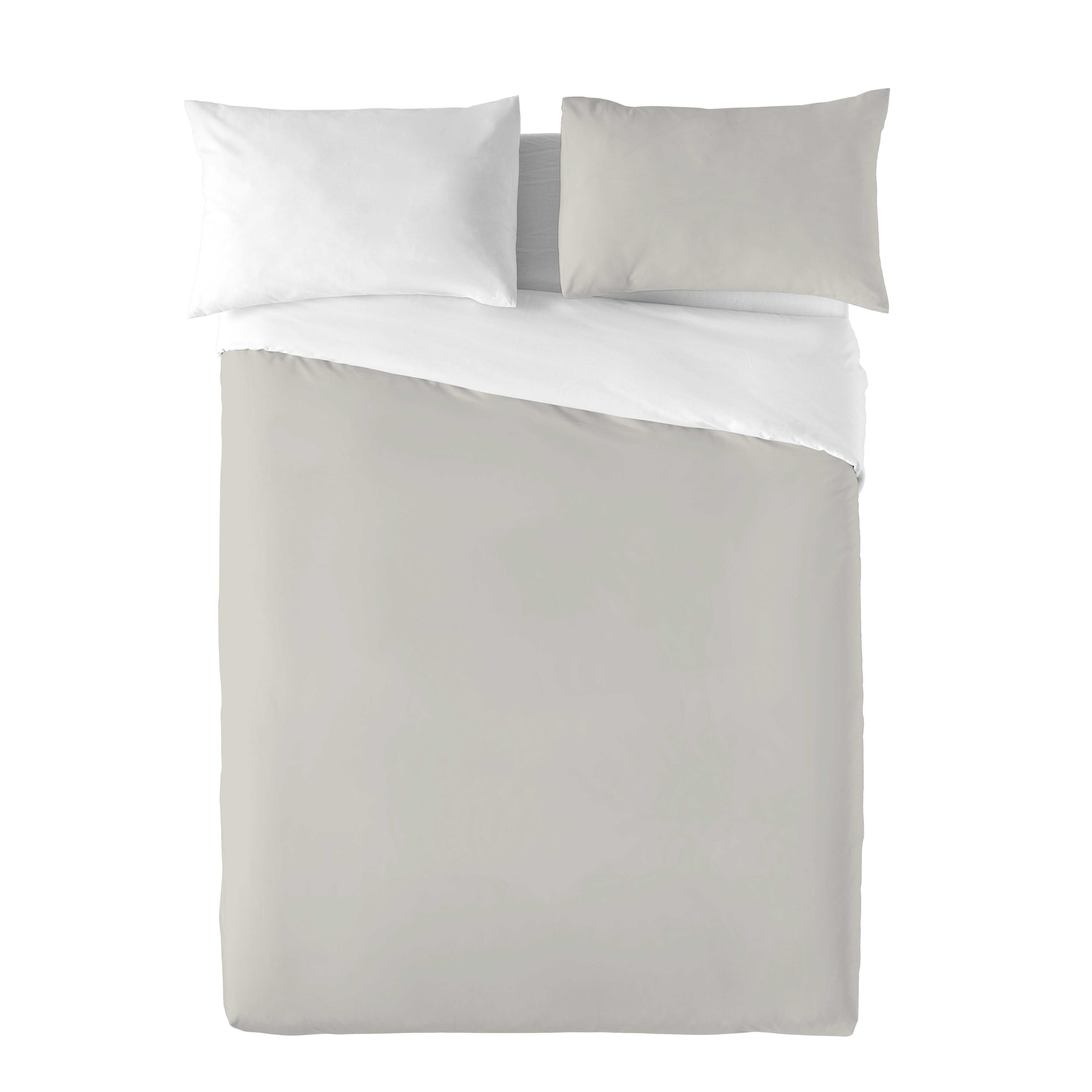 CAPA DE EDREDÃO BICOLOR REVERSÍVEL CINZENTO PÁLIDO 84/ BRANCO 100% ALGODÃO CAMA 105 - 5