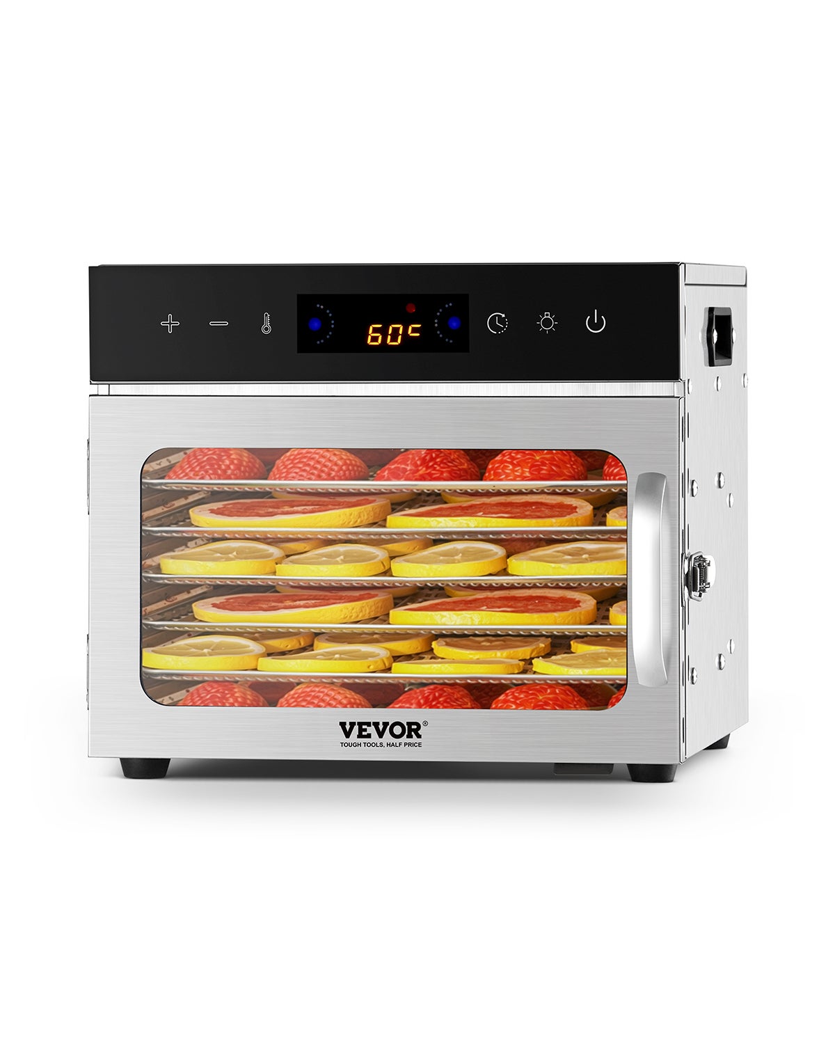 Deshidratador de alimentos vevor 6 bandejas acero inox,secador eléctrico 400 w,temperatura ajustable,temporizador 24 h,liofilizador carne,frutas