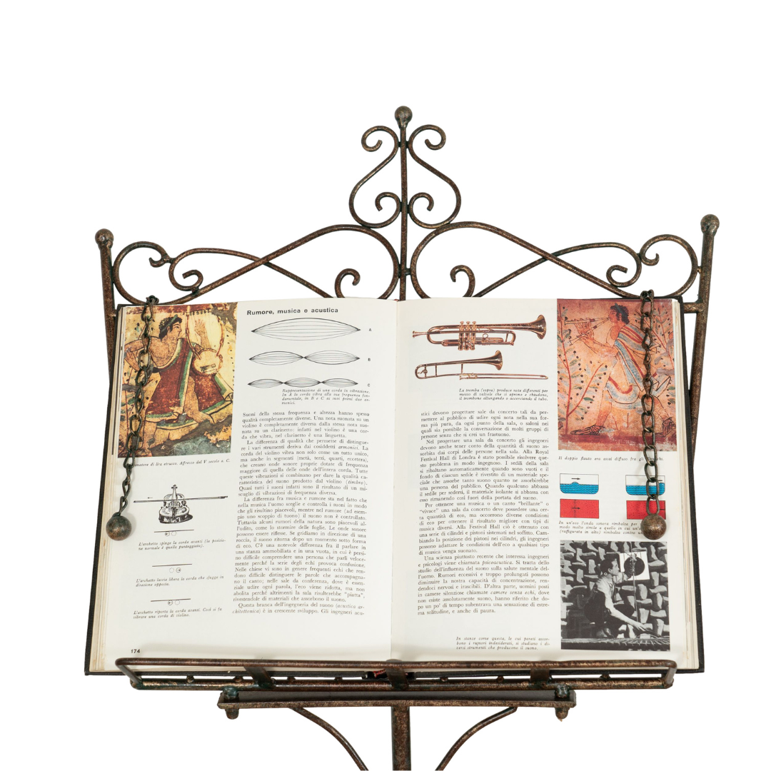 BISCOTTINI Lutrin sur Pied en Fer Forgé - Pupitre de Lecture Réglable, Porte-Livre et Partitions, Finition Antique -46x32x139cm- Chevalet publicitaire - 8