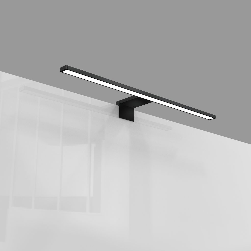 Applique LED Salle de bain - noir - 8W 780lm - 4000K - IP44 - fixation murale et pince miroir - B.K.Licht - 8