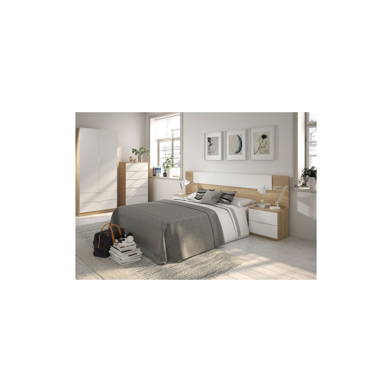 Cassettiera 5 cassetti Faggio Bianco Artik e Rovere Canadese 110 A X 60 AN X 40 P - 7