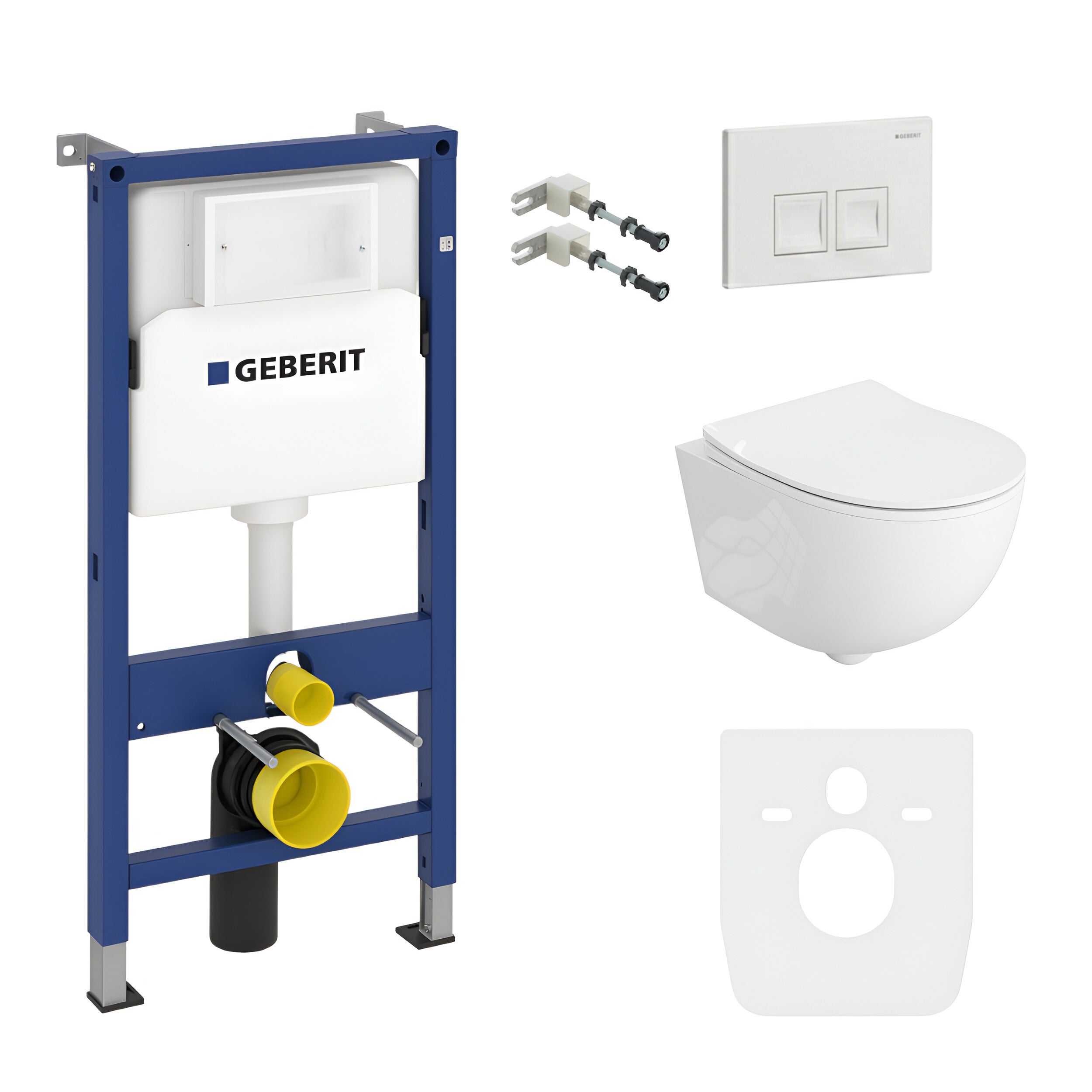GEBERIT Duofix Basic Support Bâti-support + Lavita WC Dalia suspendu blanc sans bord + panneau de commande Delta 25 blanc | Kit complet WC - 2