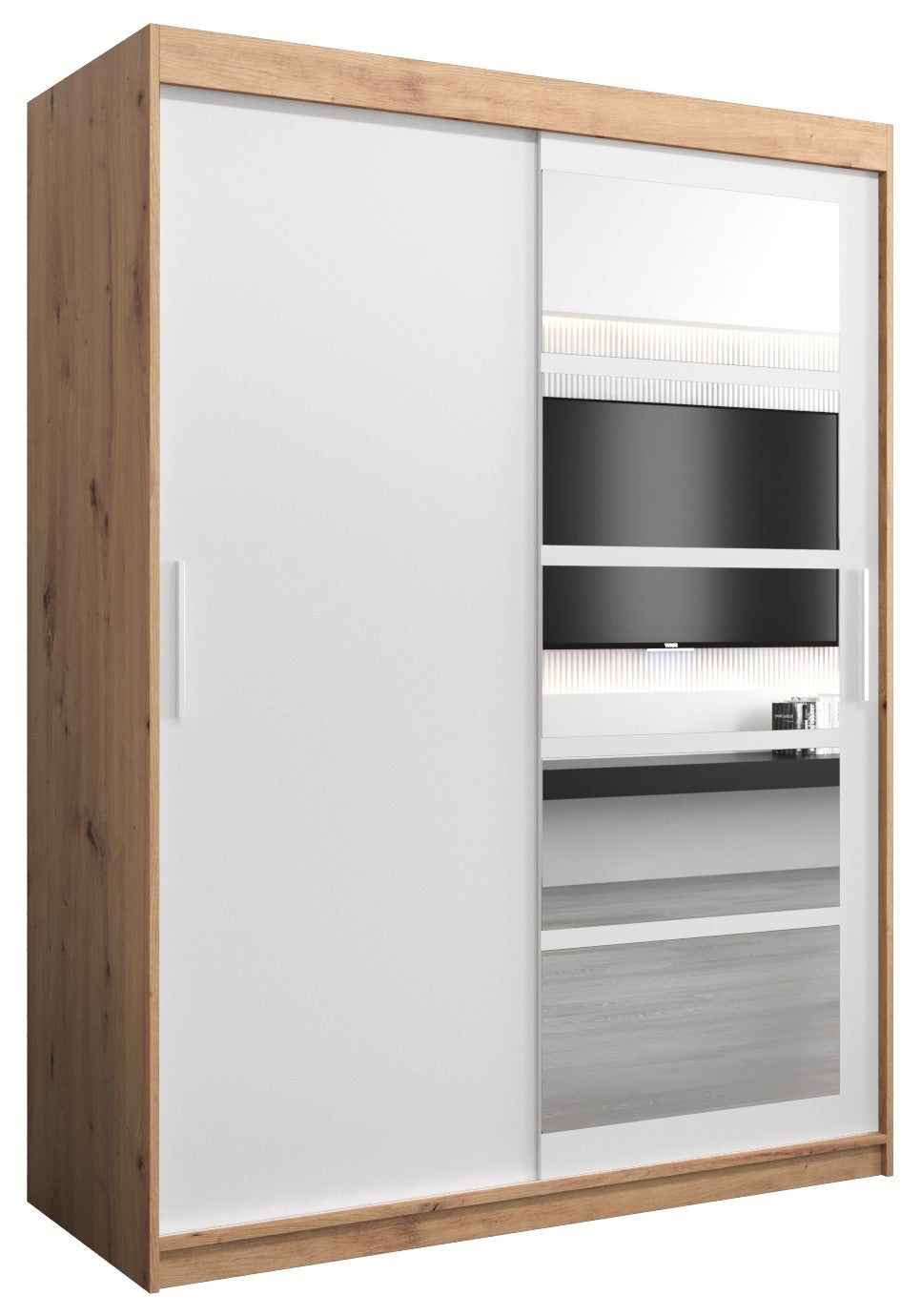 Szafa przesuwna garderoba ROMA 1 150 x 62 x 200 cm Artisan + Biały - Abiks Meble