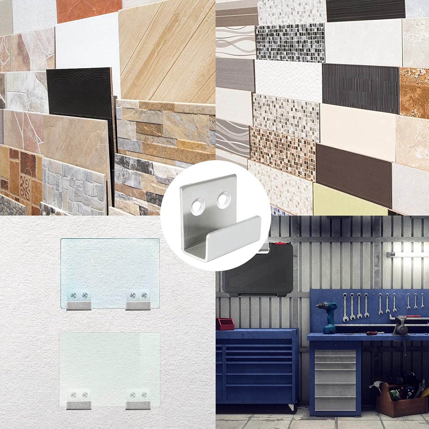 Supporto per specchio da parete in acciaio inossidabile, portata 50 kg, per bagno, cucina, gancio resistente, espositore per cornici in ceramica, 8 - 4