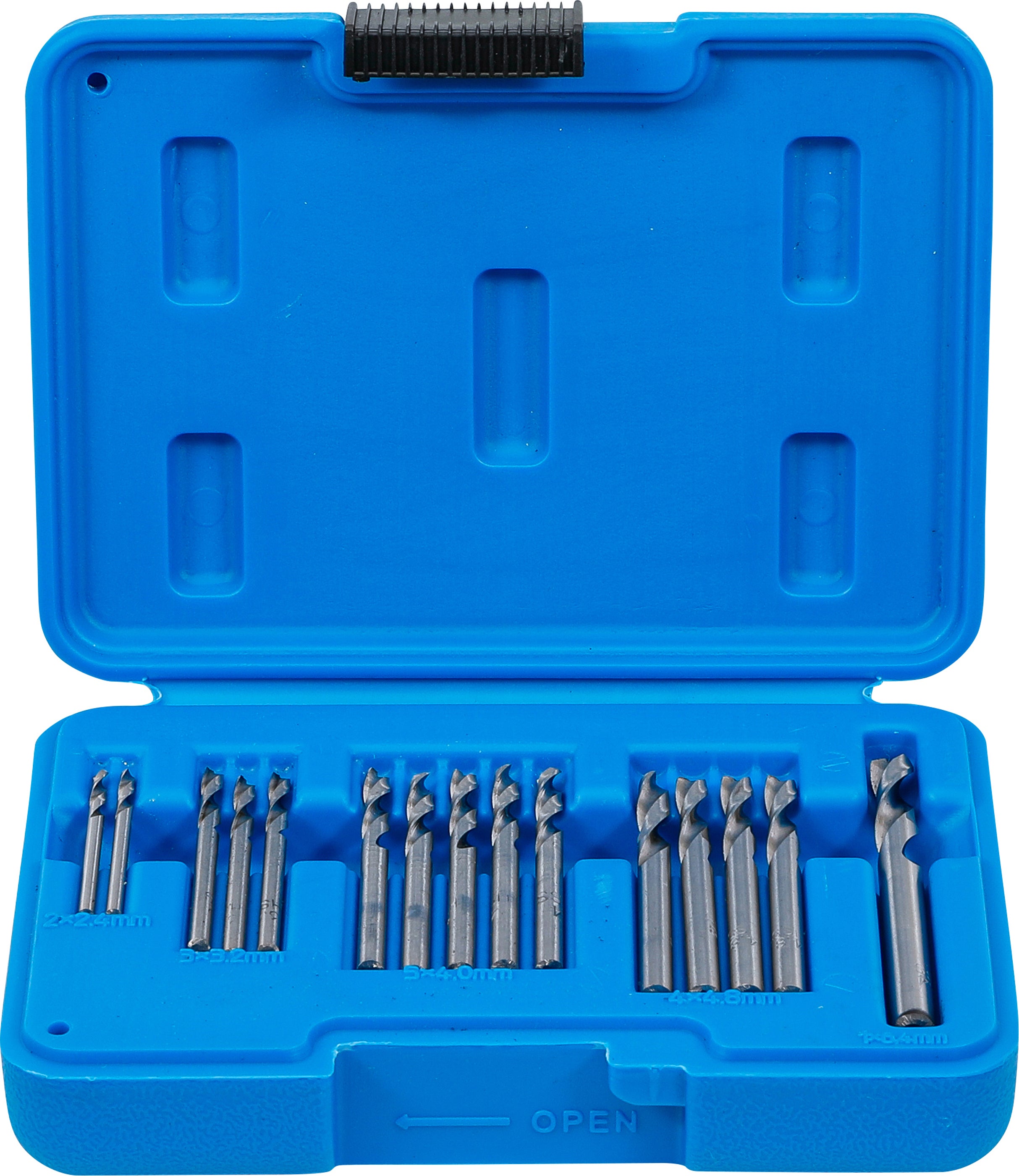 BGS Zestaw wierteł do nitów ślepych HSS 2,4 - 6,4 mm 15cz. - 2097