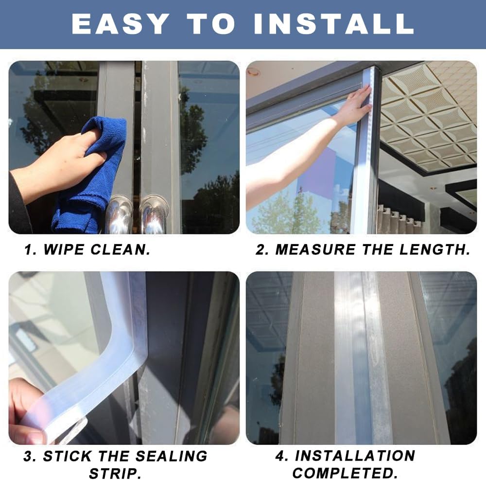 Tira de sellado de 5 m x 35 mm - Silicona transparente, resistente a la intemperie, impermeable, aislante para puertas y ventanas - 8