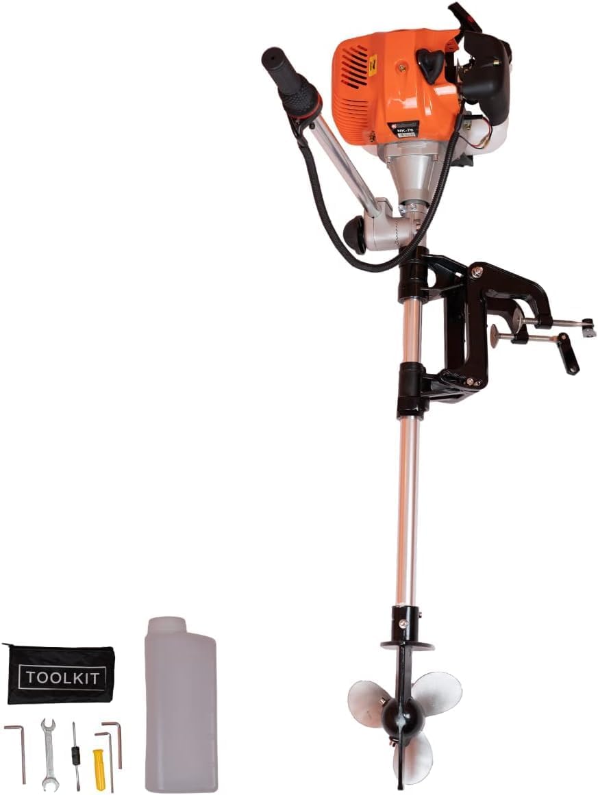 DIFU Motore Fuoribordo 55cc 2 Tempi 3.6 CV - Raffreddamento Misto Aria/Acqua - Per Gommoni, Barche Da Pesca E Canoe