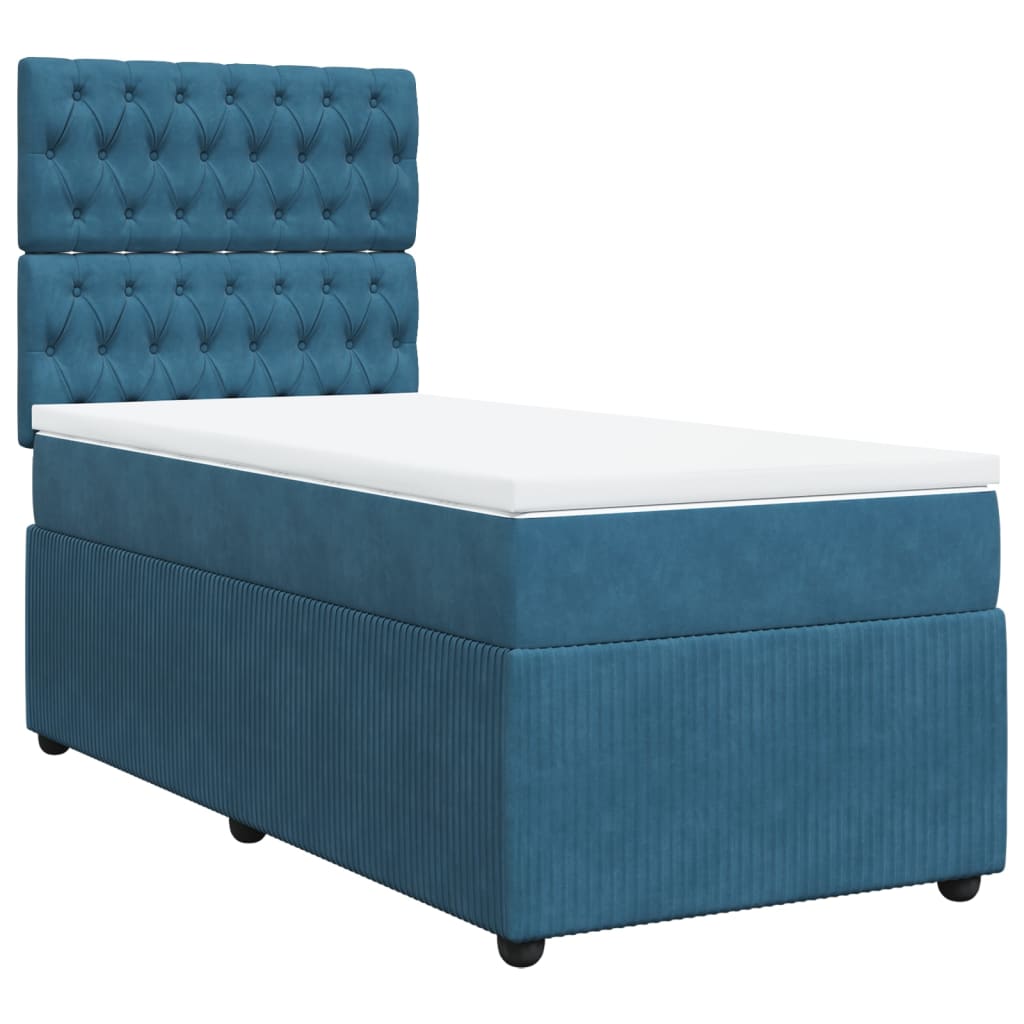 Sommier à lattes de lit avec matelas bleu 100x200 cm — COMFORTXL - 3