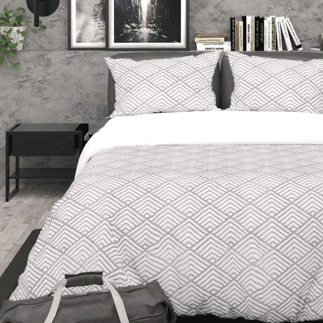 Parure housse de couette 3D microfibre 260x240 cm LAYA gris, par Soleil d'Ocre