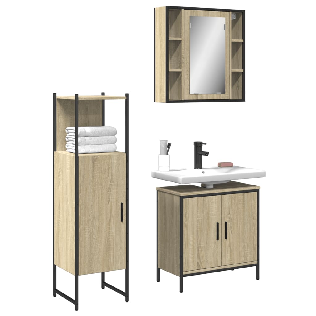 Set Mobile Bagno 50 Cm Con Lavabo E Specchio – Design Moderno, Rovere, Ante Soft-close - 5