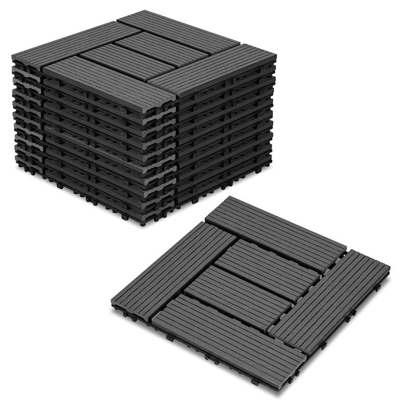 Zestaw 44 antracytowych płytek tarasowych układanych w systemie „interlock” – format 30 x 30 cm, do stosowania na zewnątrz, 4 m²