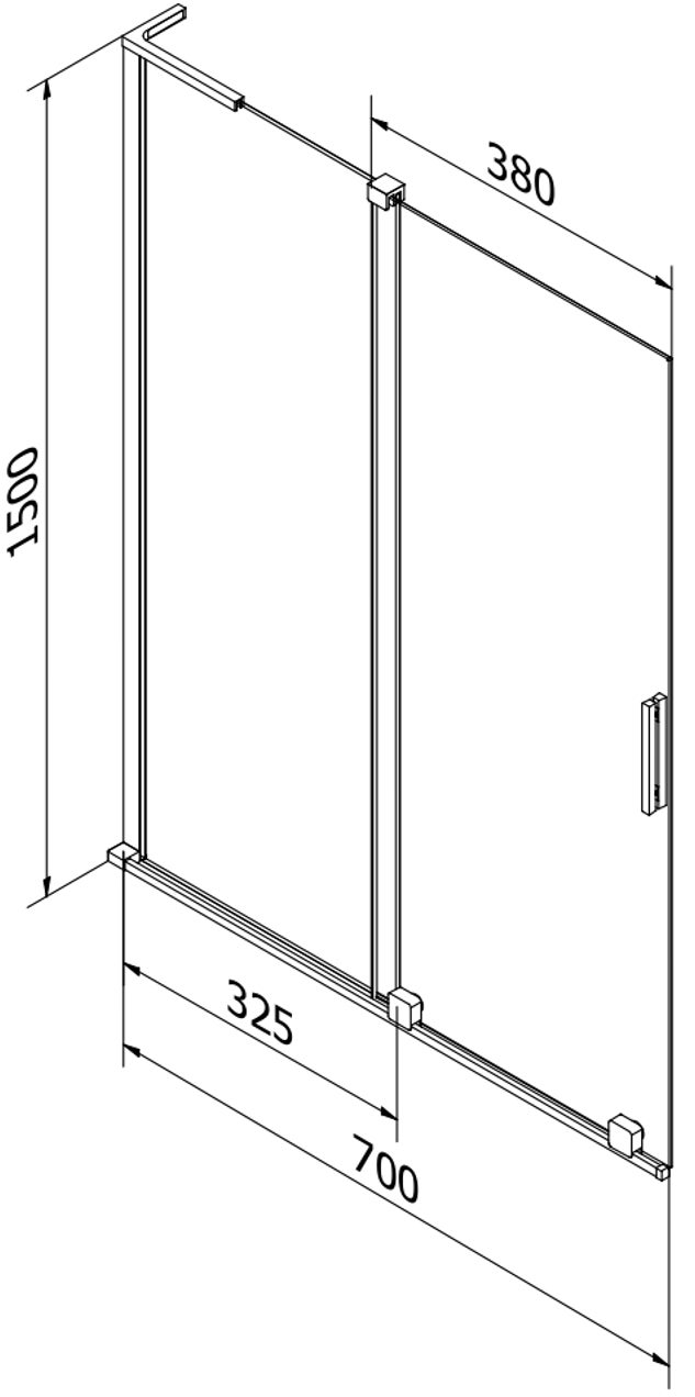 Mexen Velar L parawan nawannowy 2-skrzydłowy rozsuwany 70 x 150 cm, transparent, chrom - 896-070-003-01-01