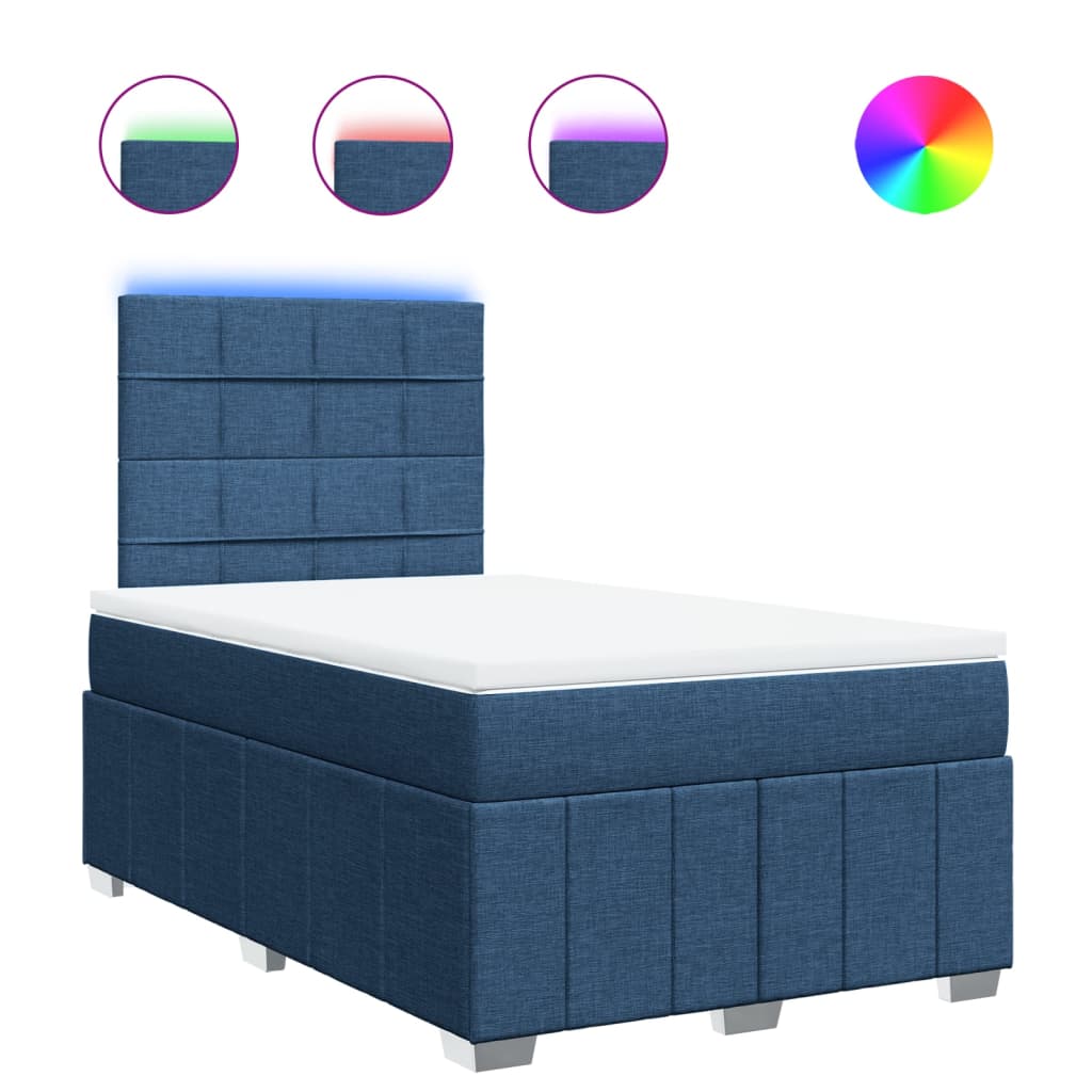 Maison Exclusive - Sommier à lattes de lit avec matelas Bleu 120x200 cm Tissu - 2