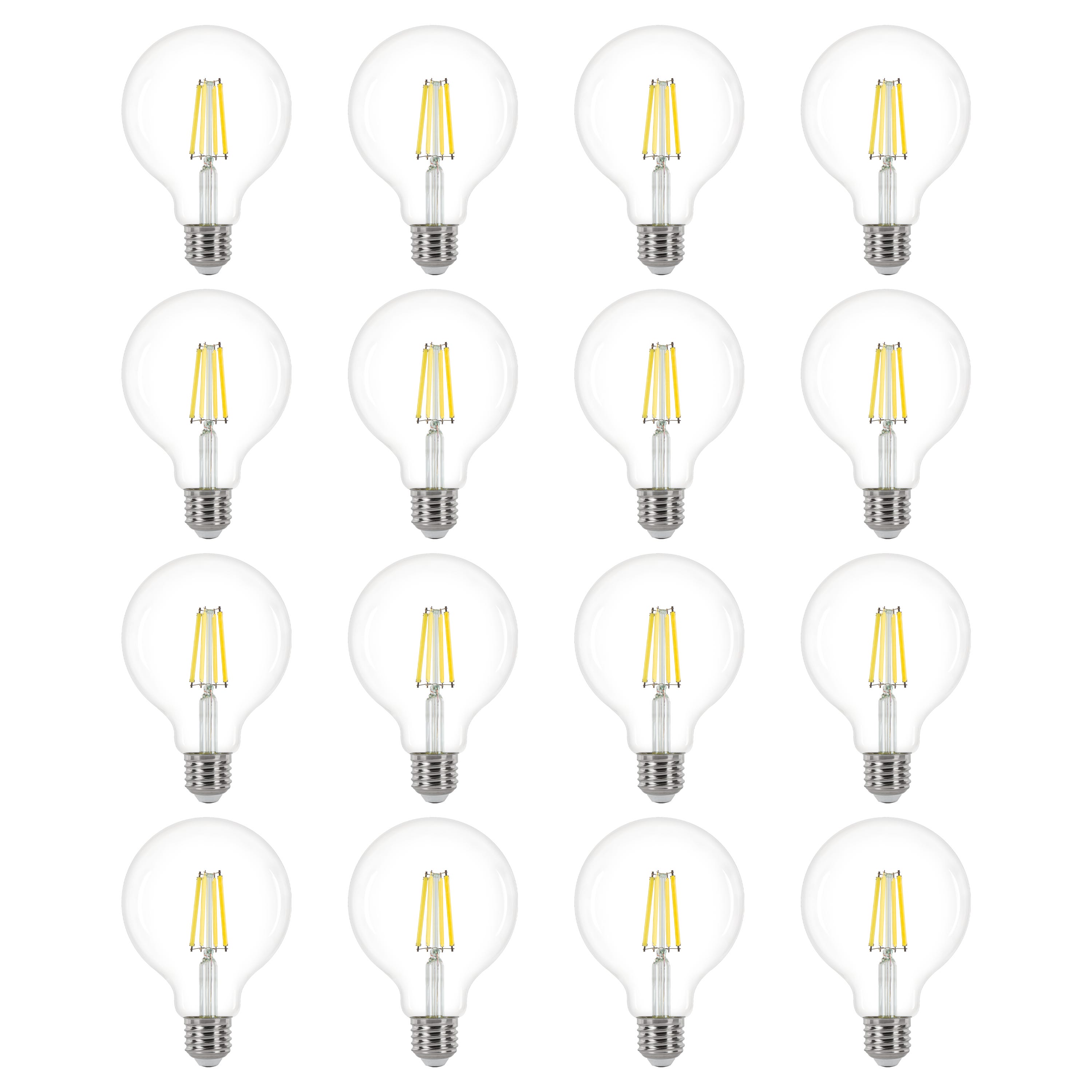 LEXMAN - Zestaw 16 żarówek LED z żarnikiem - E27 - 1055LM - 4,9 W, co odpowiada 75 W - Ø 95 mm - 4000 K - Naturalna biel