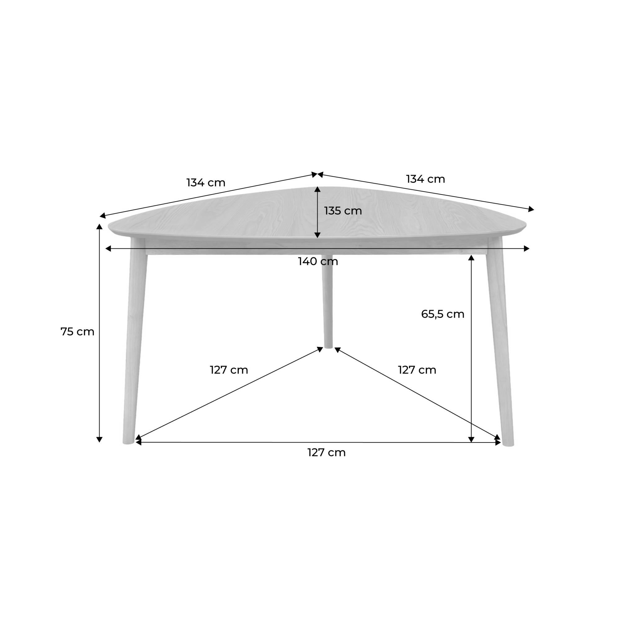 Table à manger triangulaire bois d'hévéa placage chêne 6 places noyer ...