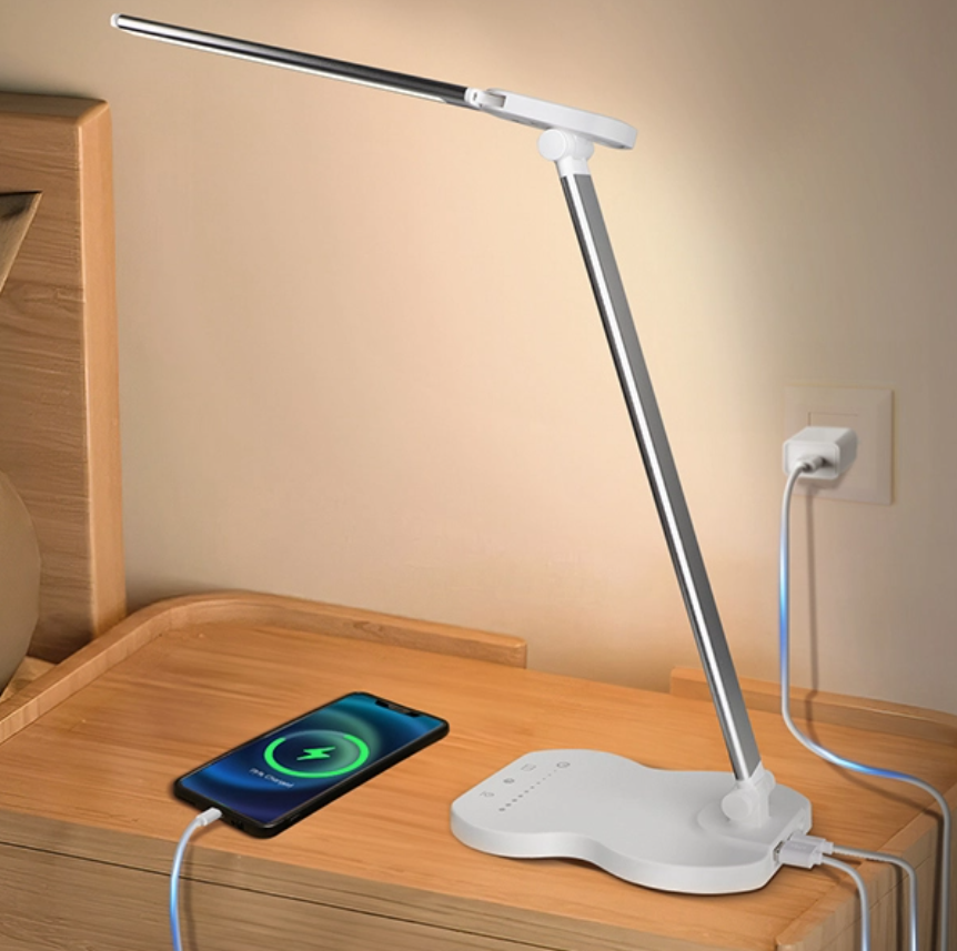 Lampe de bureau LED réglable, 5 couleurs et 10 niveaux de luminosité, lampe de lecture tactile avec minuterie 45 min, lampe de table LED - 9