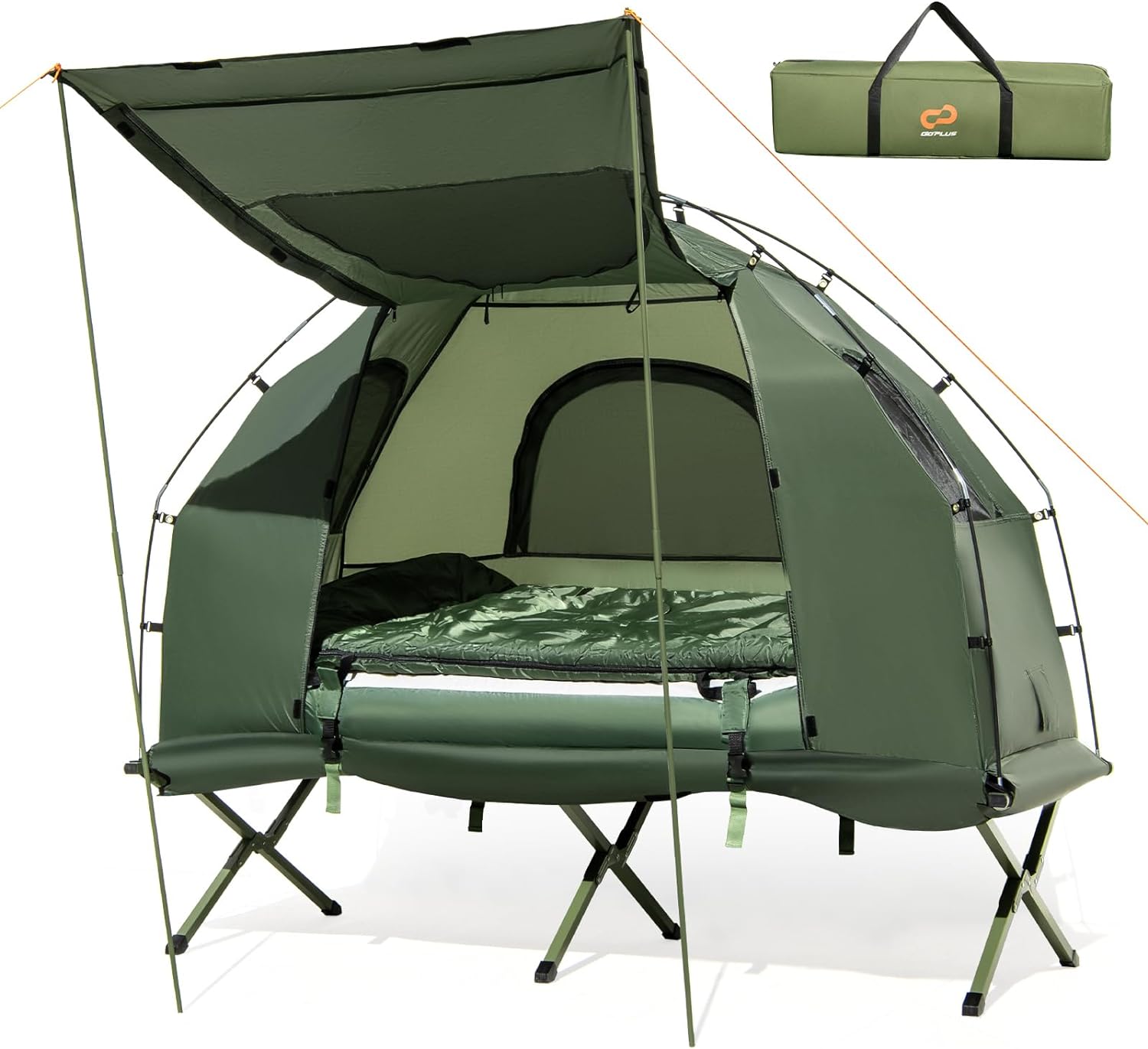 Outsunny Camping Tente Surélevée Camping Lit Dôme Tente Matelas Pneumatique Avec Pompe