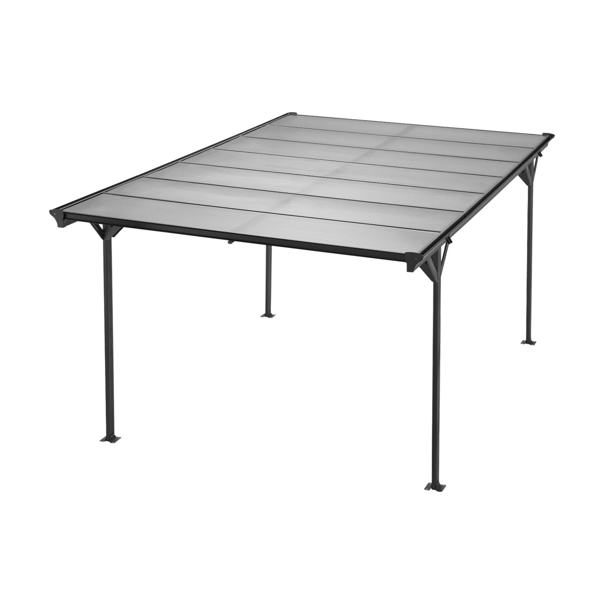 Carport aluminium. polycarbonate et acier inoxydable 15m² anthracite - 1 voiture max. - Le Born - 5