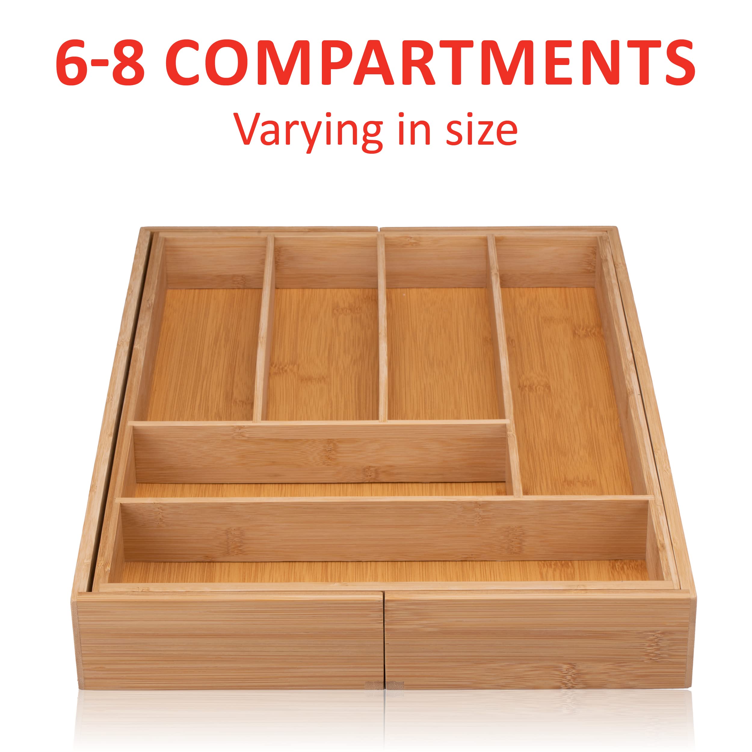 alpina Portaposate da Cassetto - Organizer Casetti Cucina Estensibile 46 x 34-56,5 x 6 cm - Organizzatore Cassetti con 6 a 8 Scomparti - Per Utensili - 2