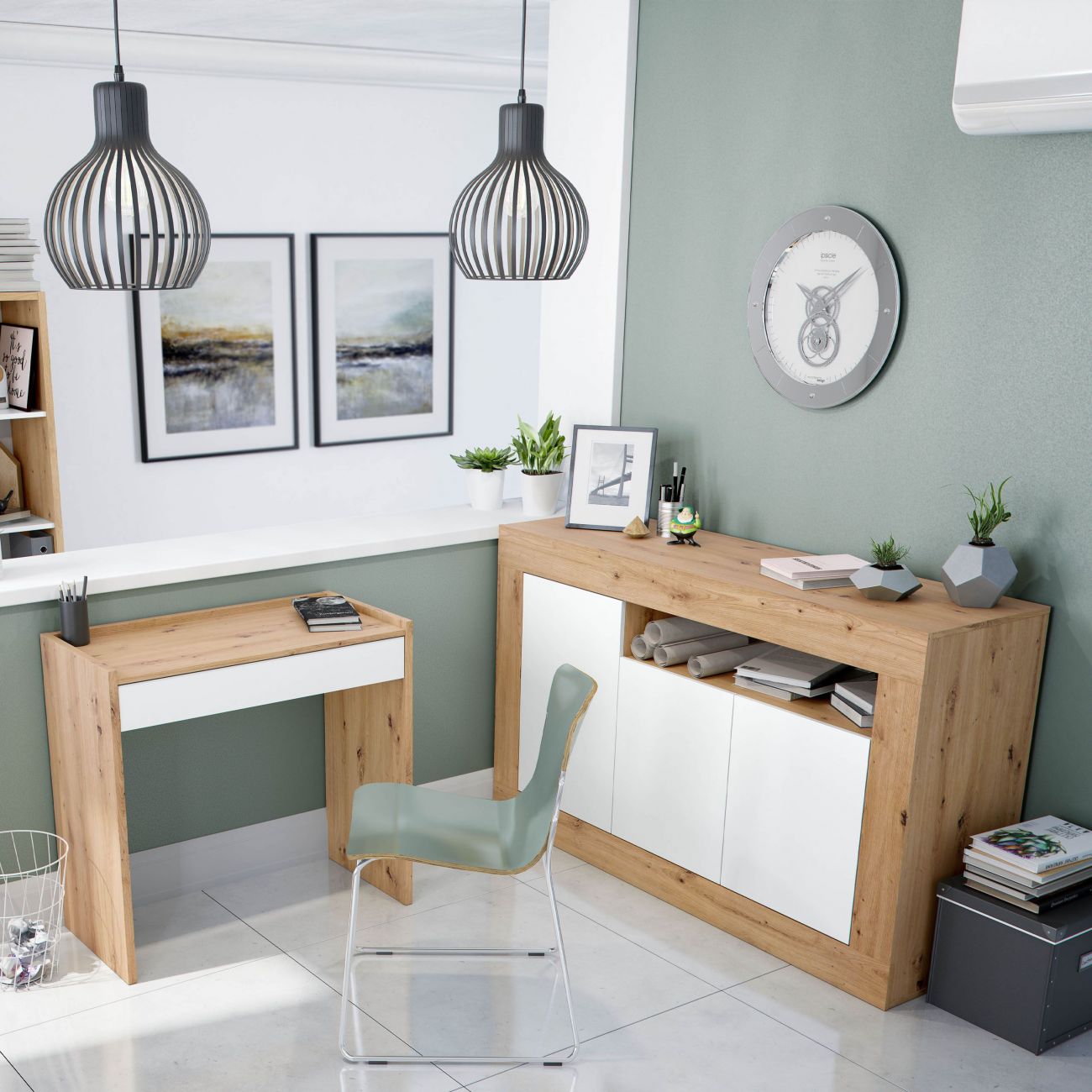 Buffet a 3 ante e 1 foro Velho - Rovere Nodi e Bianco Artik 87 A X 144 AN X 42 P - 7