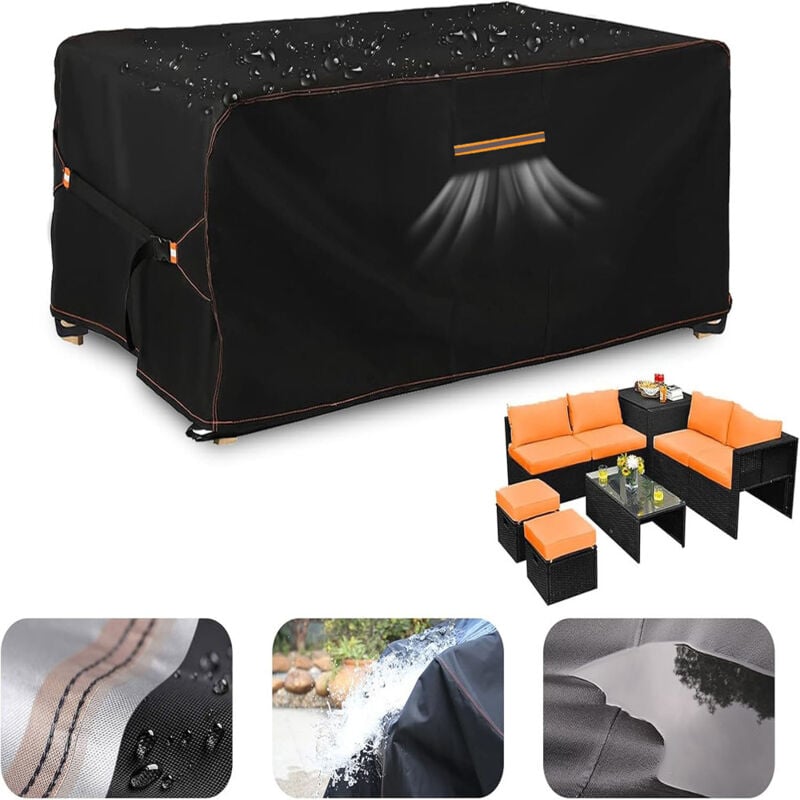 Set 4 Coperture Impermeabili Per Divano Da Giardino – Tessuto Oxford 600D – Protezione Con Cerniera E Coullisse