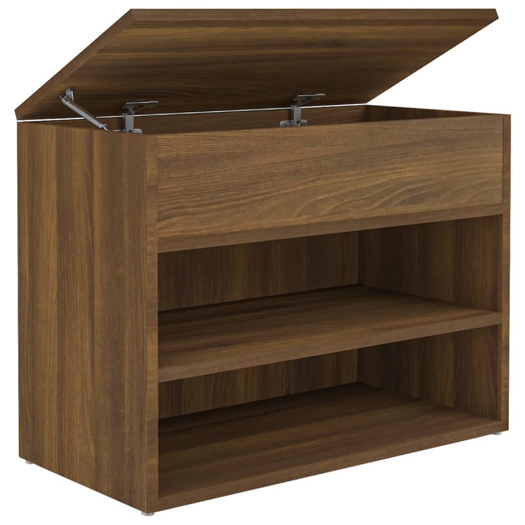 Banc à Chaussures En Chêne Marron 60x30x45 Cm - Bois D'ingénierie - Rangement Pour Entrée