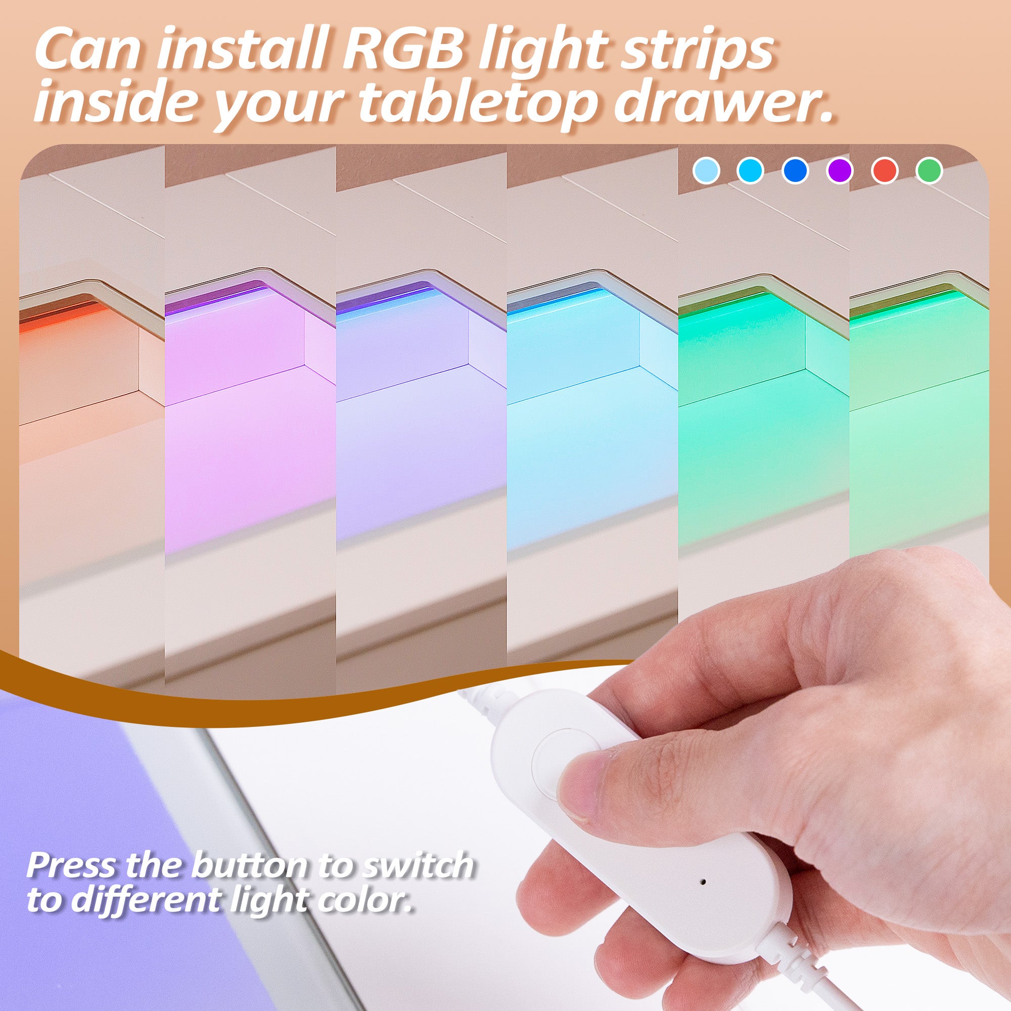 Coiffeuse avec miroir LED, 11 Tiroirs - 130 x 55 x 81 cm - RVB - avec Bluetooth Miroir Style Cristal (80 x 58 x 15 cm) - 6