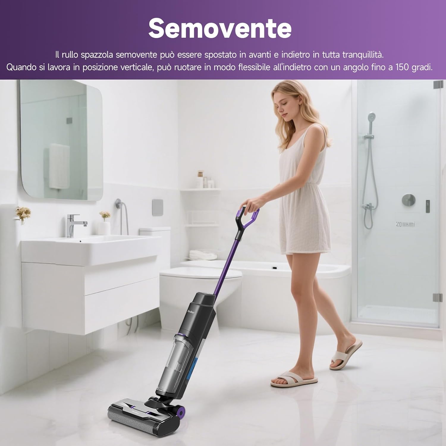 Aspirador sem fios para pó e água, aspiradores verticais e vassouras elétricas, 35 min, LED, autolimpante,Redkey W15 - 8