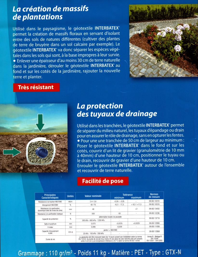 Géotextile 1 mètre de large 110 gr / M2 (vendu au mètre) - 4