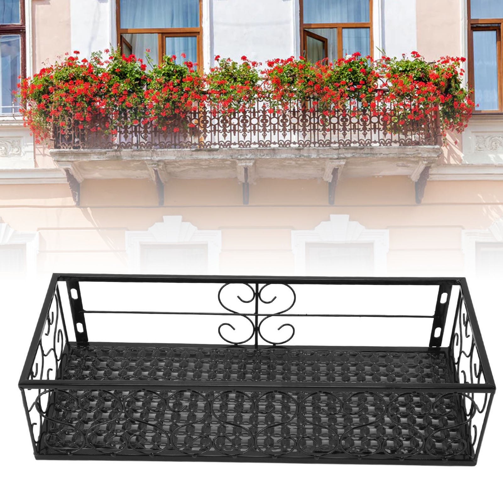 Étagère à fleurs suspendue pour balcon, utilisée pour ranger les pots de fleurs, les balustrades en fer forgé et les rebords de fenêtres intérieurs - 8