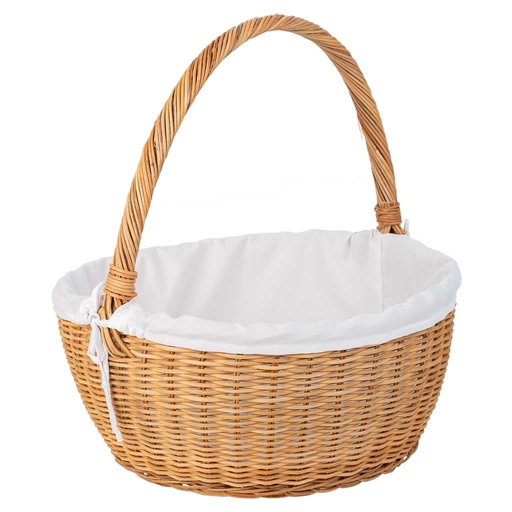 Grand Panier à Bûches Rond En Osier Naturel Avec Doublure – Taille XXL 55 Cm Ø, Parfait Pour Bois, Jouets, Rangement Ou Plantes