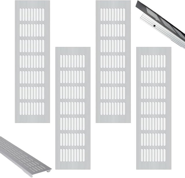 4 Pièces Grille Aeration Rectangulaire, Grille de Ventilation, Grille Ventilation Cheminée, Grille Aeration Aluminium, Grille Daération Extérieur