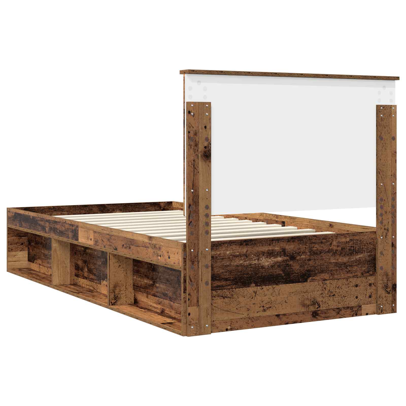 Cadre de lit en bois de pin massif bois ancien pour la chambre, 100 × 200 cm - 9