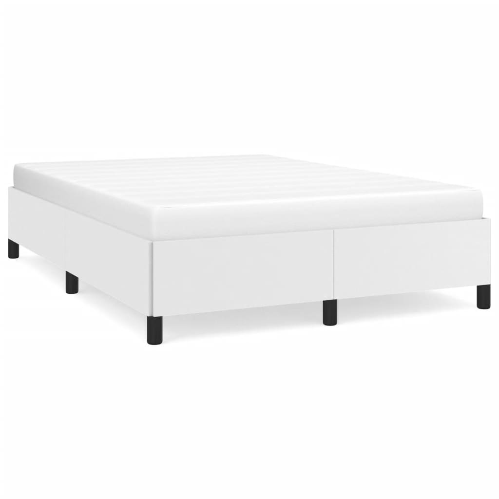 Cadre de lit sans matelas en similicuir blanc pour la chambre, 140 × 200 cm - 2