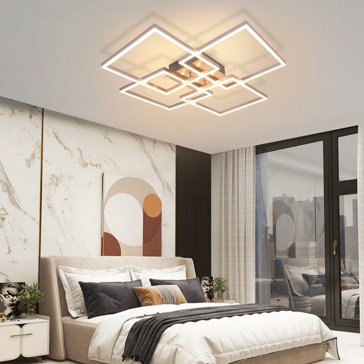 ZMH Srebrna prostokątna lampa sufitowa LED 72 cm 48 W do salonu i sypialni - 6
