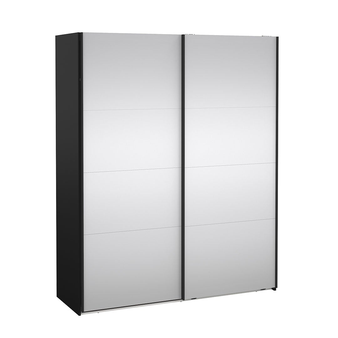 Catania szafa przesuwna 2 drzwi z lustrem 180x220cm matowy czarny.