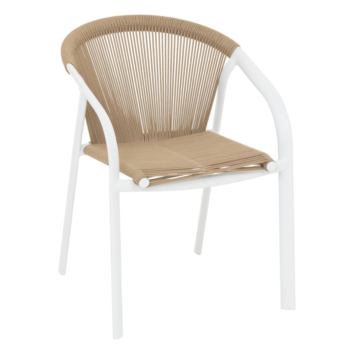 Hespéride Fauteuil Jardin Empilable Riu - Aluminium Cappucino/Café | Tissu Déperlant Coussins Déhoussables