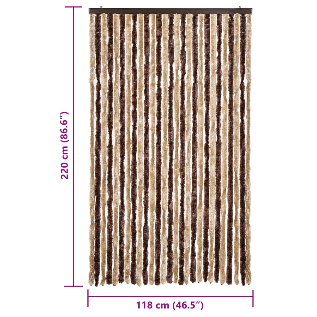 Moustiquaire | Rideau anti-moustique beige et marron clair 118x220 cm chenille CFW28508 - 7