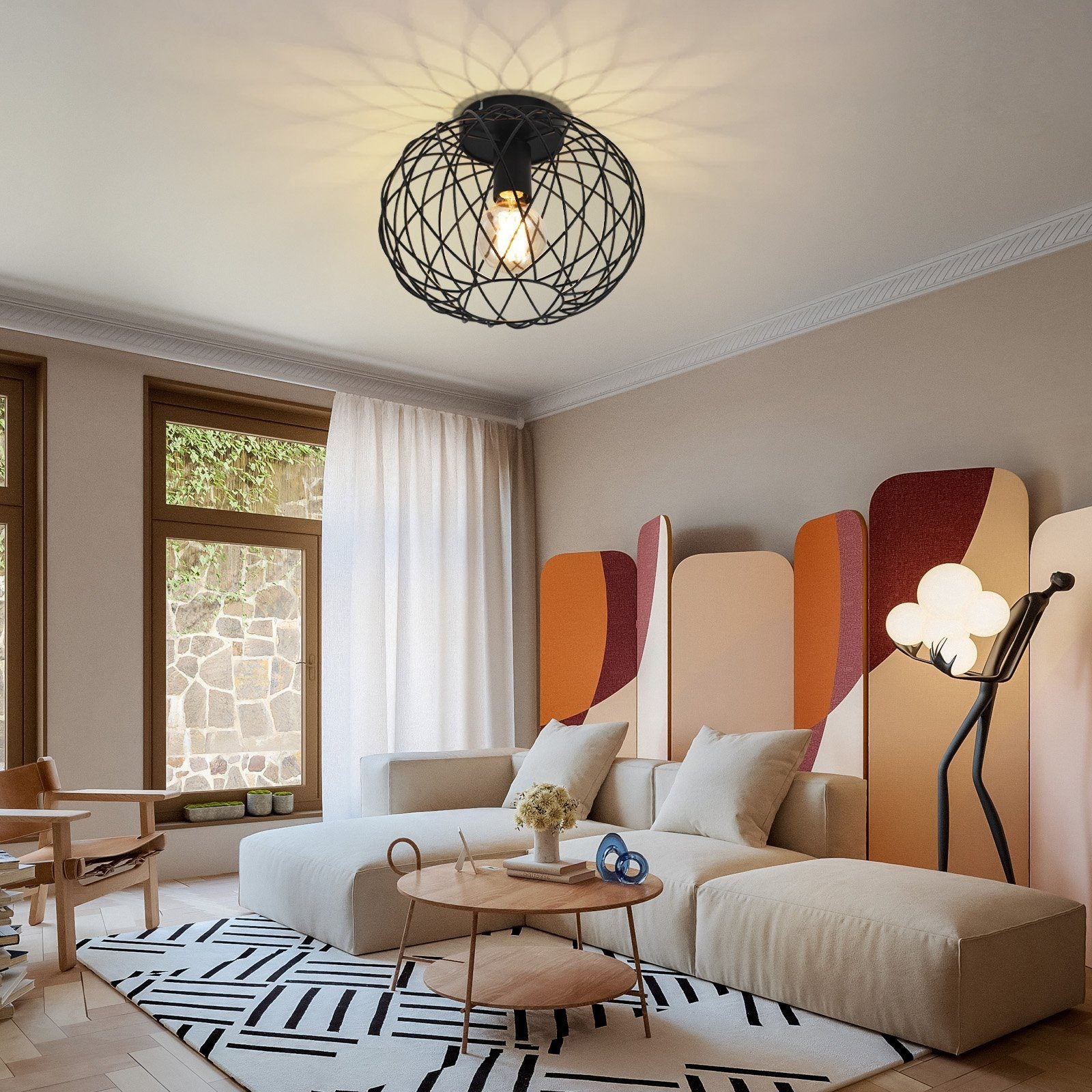 NETTLIFE Plafonnier E27 Rond Noir 30CM Max. 40W Lampe de Couloir en Métal Rétro Vintage Abat-Jour Industriel pour Allée Salon Chambre Cuisine - 8