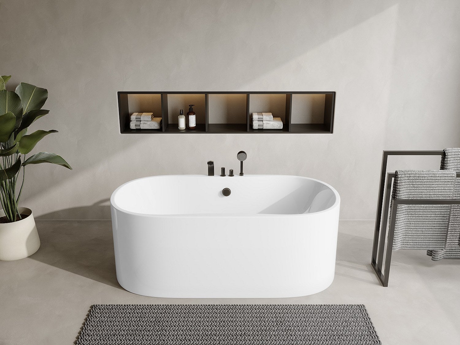 Wanna wolnostojąca STEPONA z kranami – 195 l, 150 ×&amp;nbsp;75&amp;nbsp;×&amp;nbsp;58&amp;nbsp;cm (dł. × szer. × wys.) – kolor biały