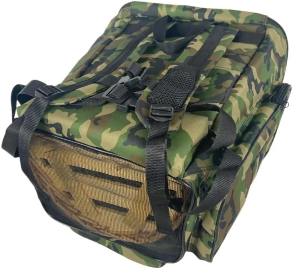 Zaino Portafunghi per Raccolta Funghi Professionale, ACQUAVERDE, Verde Mimetico, Imbottito Anti-urto con 3 Tasche, Cesta in Vimini - cm. 41x35x43 - 6