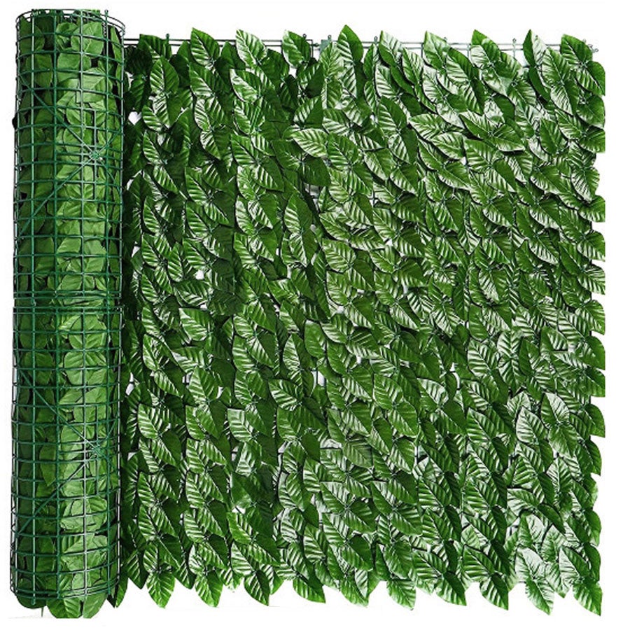 Panou paravan frunze artificiale gard balcon protectie uv, 100x500 cm, montaj facil, verde